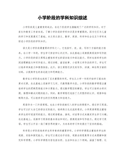 小学阶段的学科知识综述