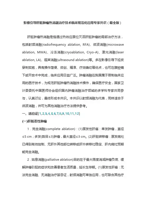 影像引导肝脏肿瘤热消融治疗技术临床规范化应用专家共识(最全版)