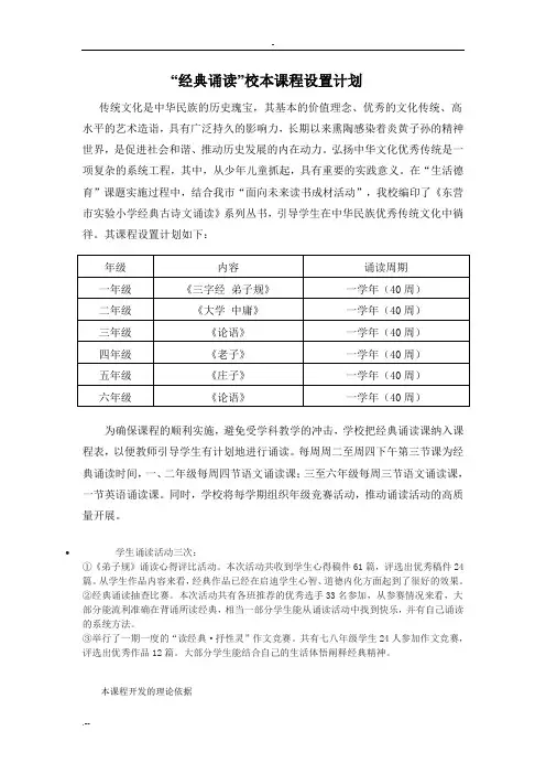 经典诵读课程计划