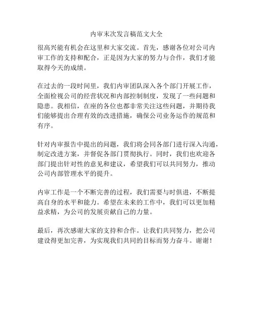 内审末次发言稿范文大全