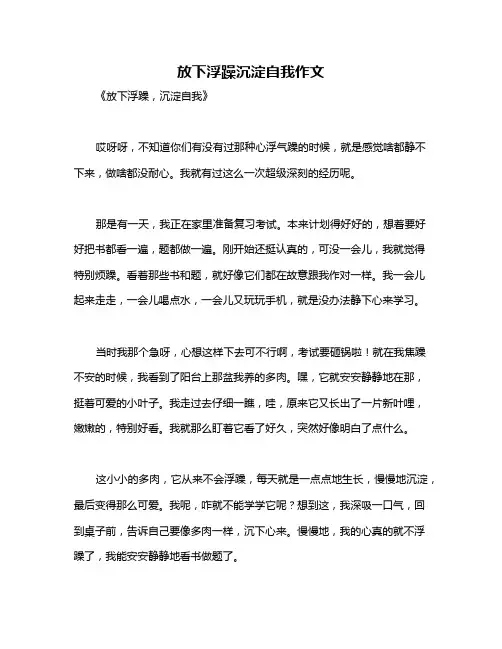放下浮躁沉淀自我作文