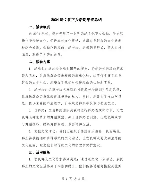 2024送文化下乡活动年终总结