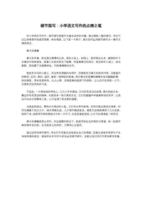 细节描写：小学语文写作的点睛之笔
