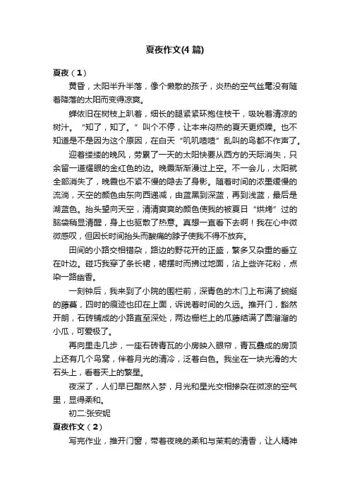 夏夜作文（4篇）