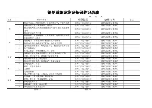 锅炉系统设施设备保养记录表