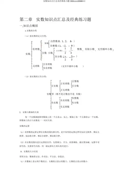 实数知识点汇总及经典练习题(20211112205044)