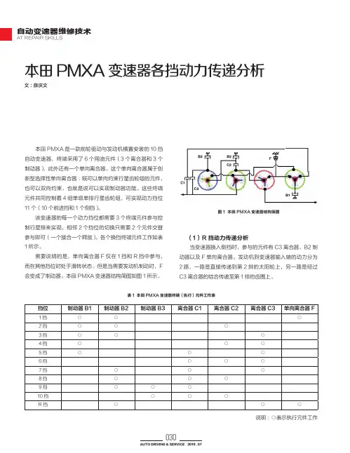 本田PMXA变速器各挡动力传递分析