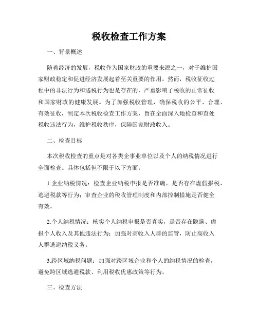 税收检查工作方案