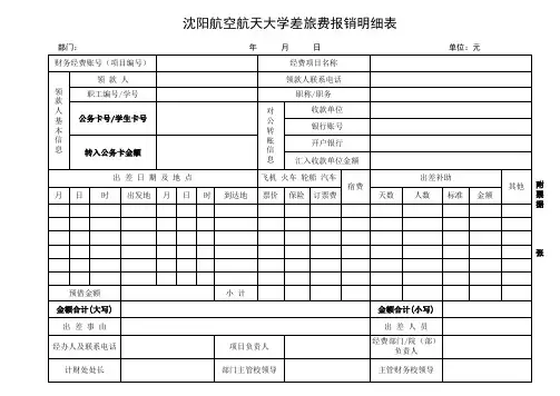 差旅费报销明细表