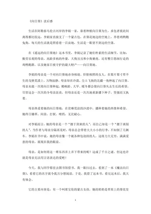 《向日葵》读后感(最新)