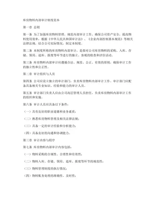 库房物料内部审计制度范本