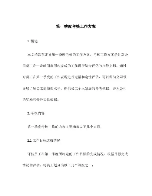 第一季度考核工作方案