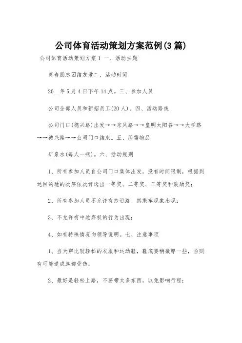 公司体育活动策划方案范例(3篇)