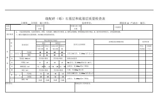 工程质量检查表--级配碎(砾)石基层和底基层质量检查表11