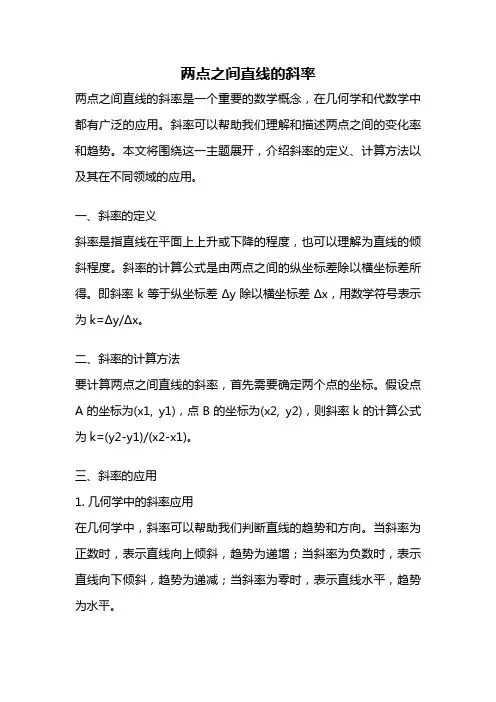 两点之间直线的斜率