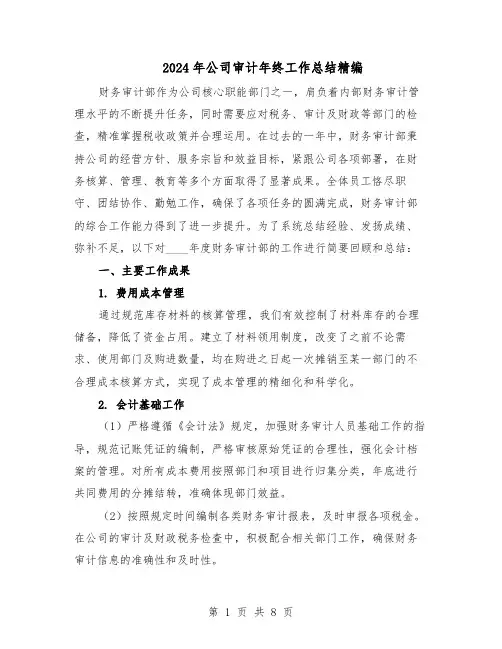2024年公司审计年终工作总结精编（5篇）