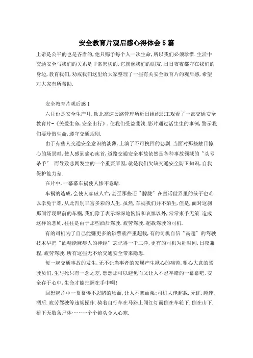 安全教育片观后感心得体会5篇