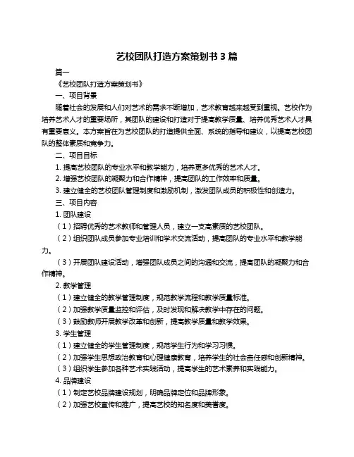 艺校团队打造方案策划书3篇