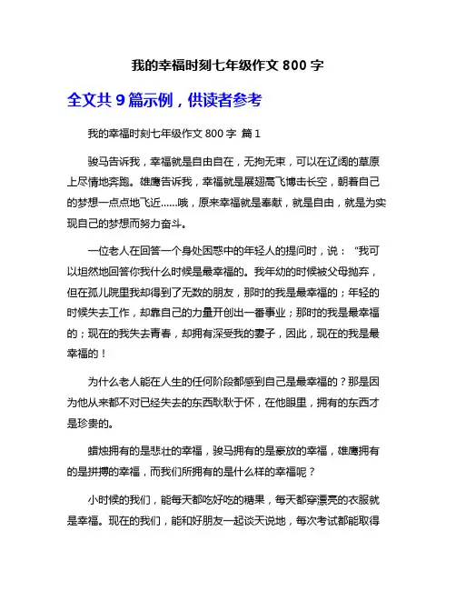 我的幸福时刻七年级作文800字