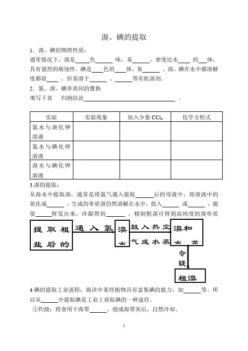 溴,碘的提取以及氧化还原