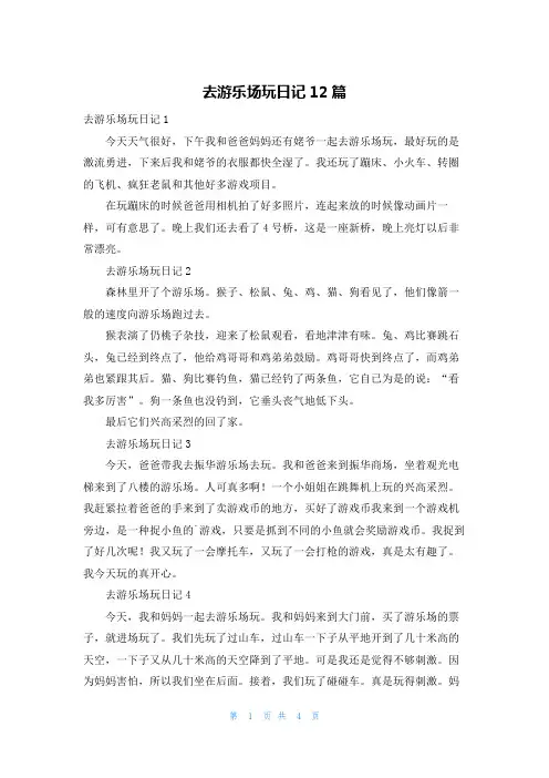 去游乐场玩日记12篇