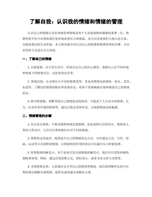 了解自我：认识我的情绪和情绪的管理