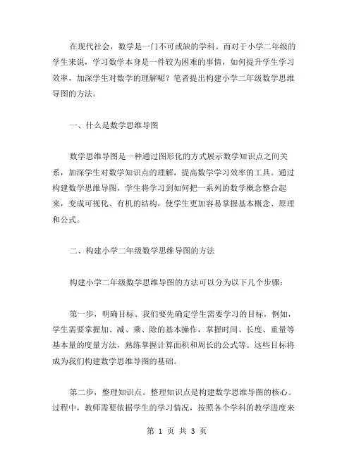 构建小学二年级数学思维导图,提升学生学习效率