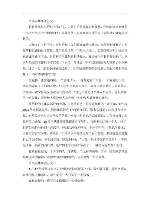 平民英雄事迹五篇