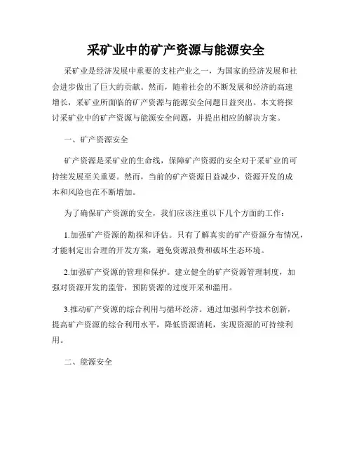 采矿业中的矿产资源与能源安全