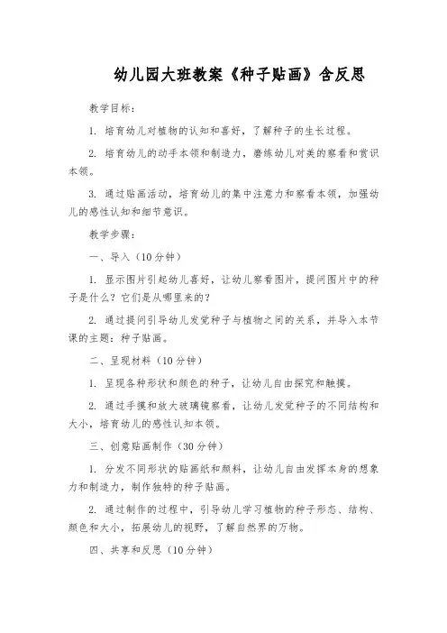 幼儿园大班教案《种子贴画》含反思