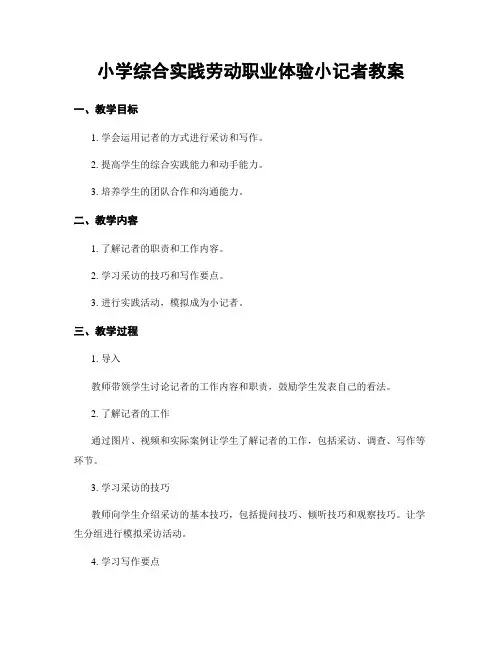 小学综合实践劳动职业体验小记者教案