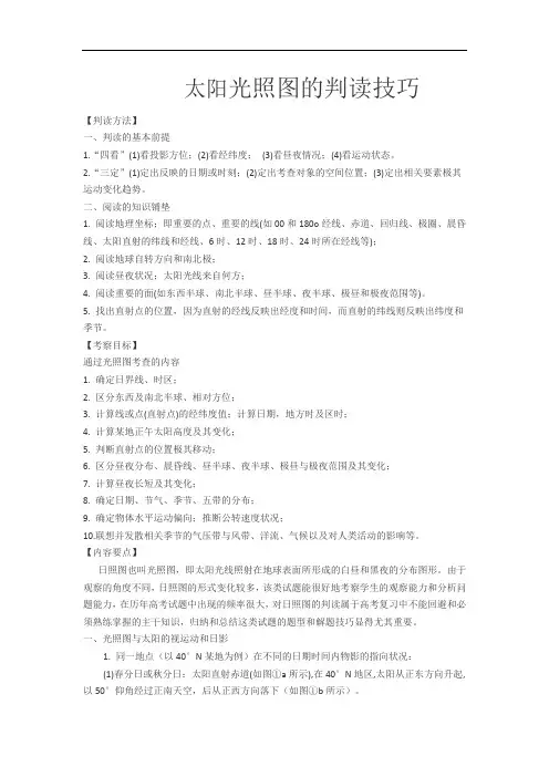 太阳光照图的判读技巧
