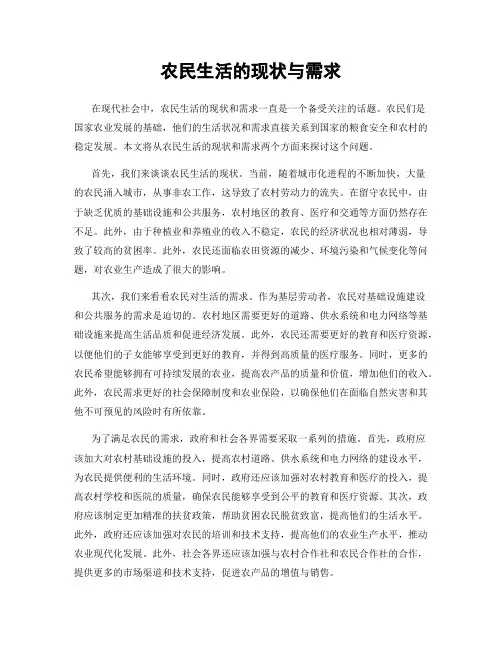 农民生活的现状与需求