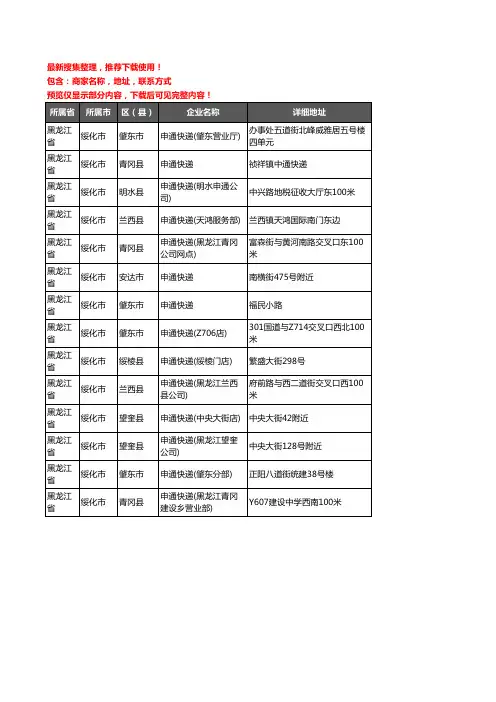 新版黑龙江省绥化市申通快递企业公司商家户名录单联系方式地址大全14家