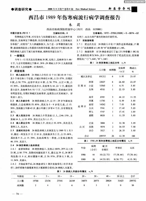 西昌市1989年伤寒病流行病学调查报告