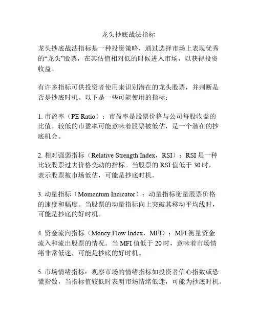 龙头抄底战法指标
