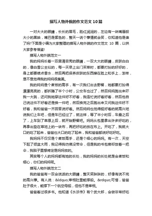 描写人物外貌的作文范文10篇