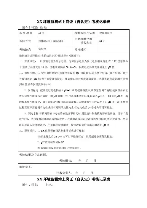 环境监测自认定考核记录表