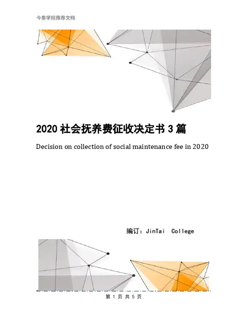 2020社会抚养费征收决定书3篇