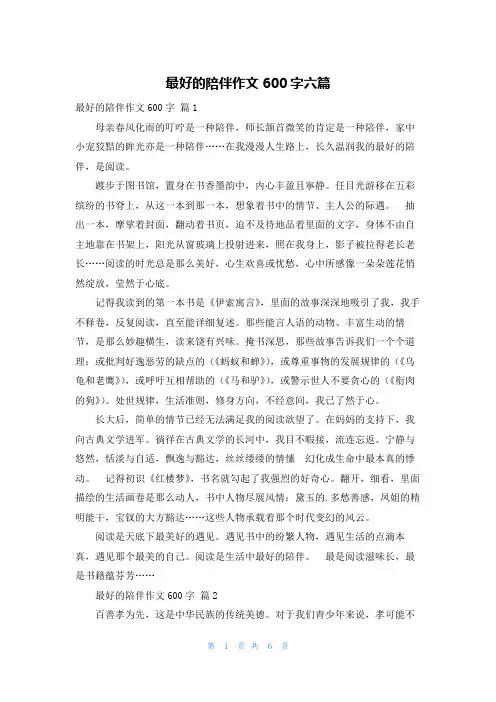 最好的陪伴作文600字六篇