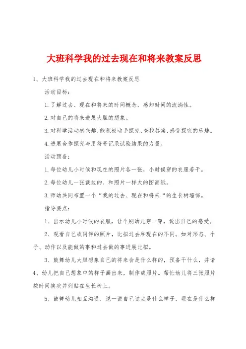 大班科学我的过去现在和将来教案反思