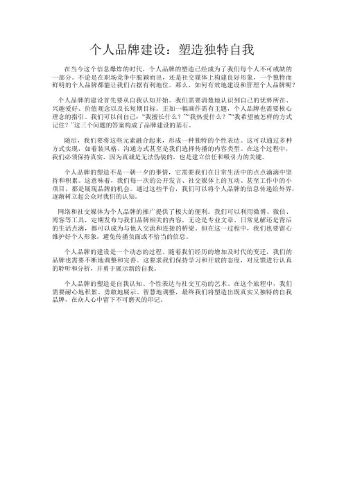 个人品牌建设：塑造独特自我