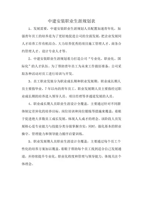 中建安装职业生涯规划表