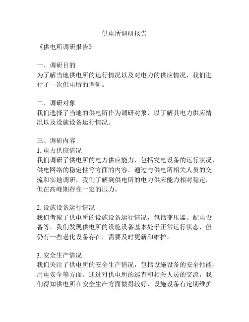 供电所调研报告