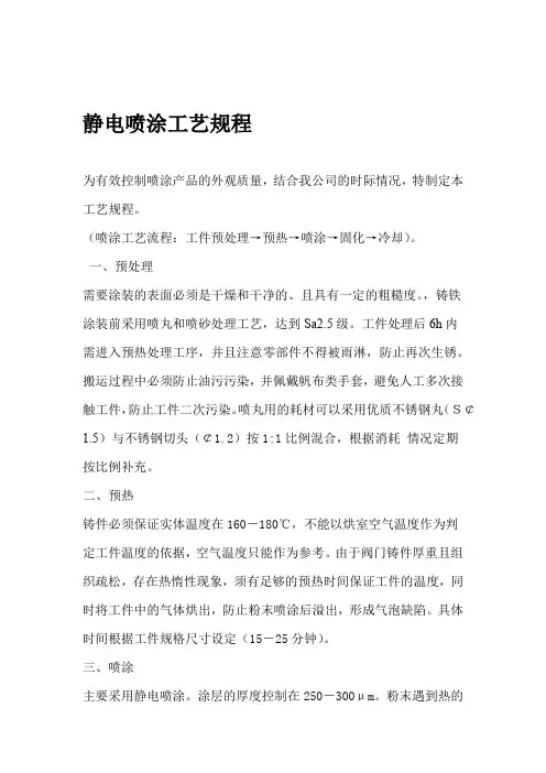 阀门静电喷涂工艺及检验规程