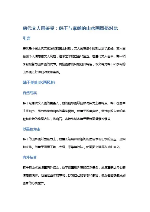 唐代文人画鉴赏：韩干与李翰的山水画风格对比
