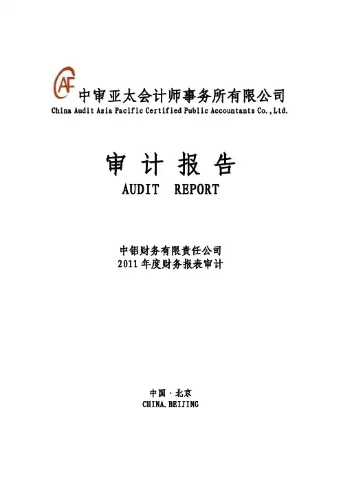 云南铜业中铝财务有限责任公司XXXX年度财务报表审计报告