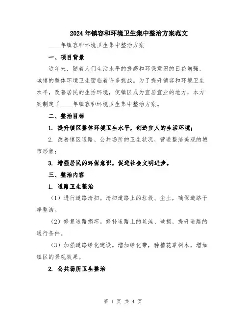 2024年镇容和环境卫生集中整治方案范文