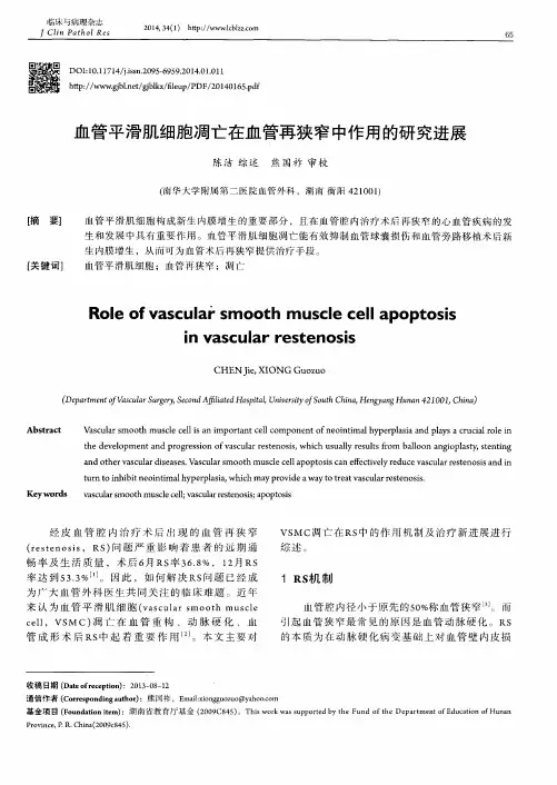 血管平滑肌细胞凋亡在血管再狭窄中作用的研究进展