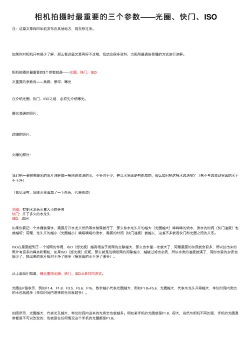 相机拍摄时最重要的三个参数——光圈、快门、ISO